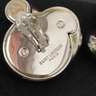 YSL Twisted Knot Gold Silver Clip-On Earrings