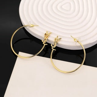 YSL Signature Circle Monogram Hoop Earrings