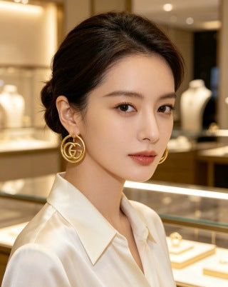 Gucci Interlocking G Circle Logo Drop Earrings