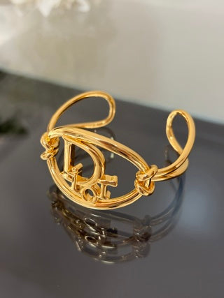 Dior CD Oval Signature Gold Bangle Bracelet
