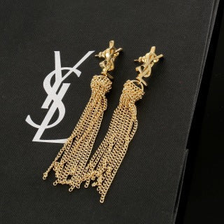YSL Cassandre Fringe Chain Drop Earrings