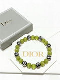 Dior Evelyne Green Jade Bead Charm Bracelet