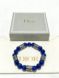 Dior Evelyne Lapis Blue Bead Charm Bracelet