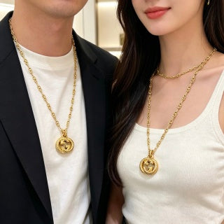 Gucci Interlocking G Round Medallion Chain Necklace
