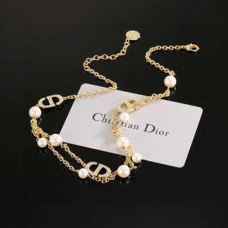 Dior Pearl Oblique Charm Necklace