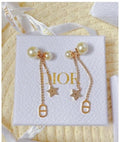 Dior Étoile Pearl Chain Drop Earrings