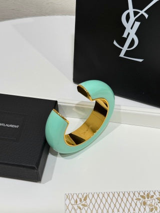 YSL Lumière Turquoise Resin Cuff Bracelet