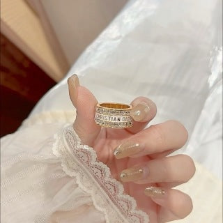 Dior Crystal Oblique Signature Band Ring